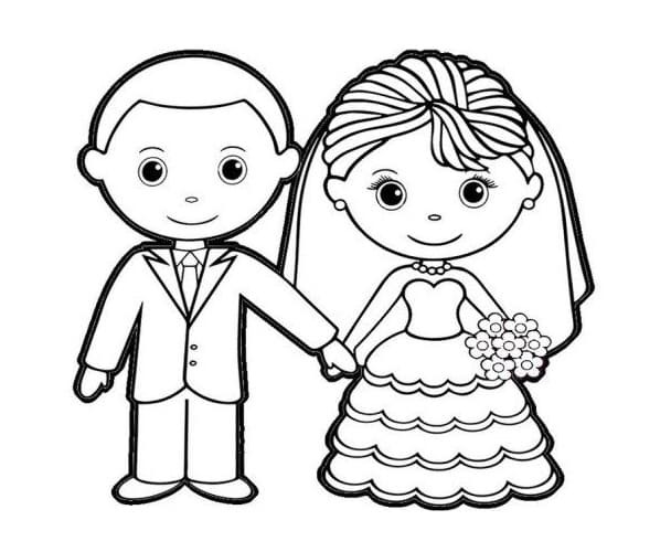 Gelin ve Damat resim Boyama Sayfası