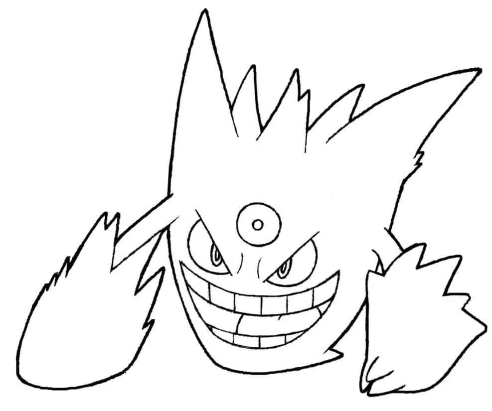 Gengar Pokémon Çizimi Boyama Sayfası