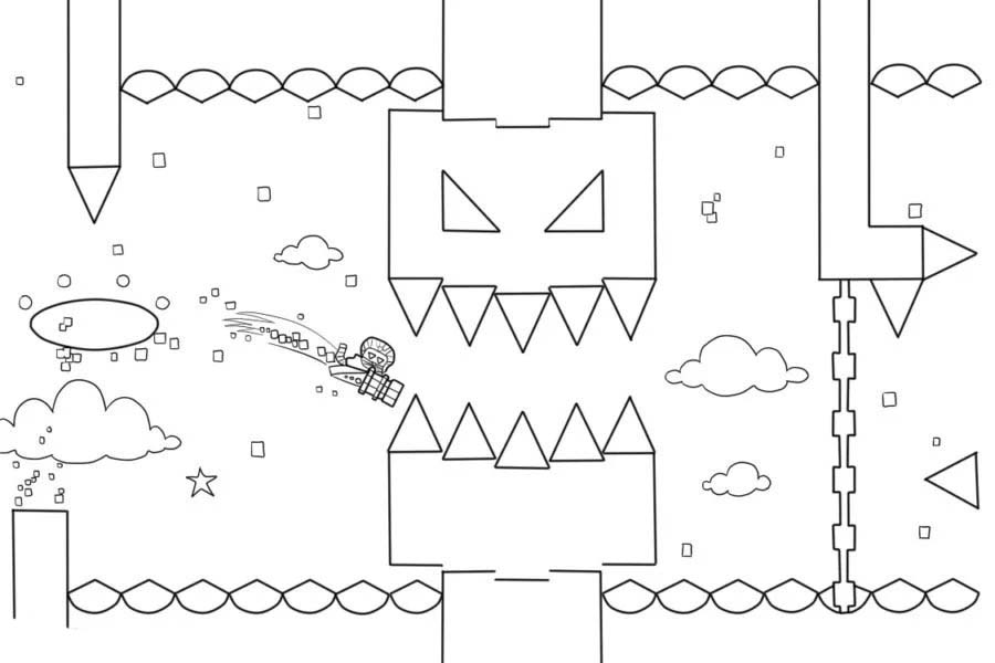 Geometry Dash çocuklar için ücretsiz Boyama Sayfası