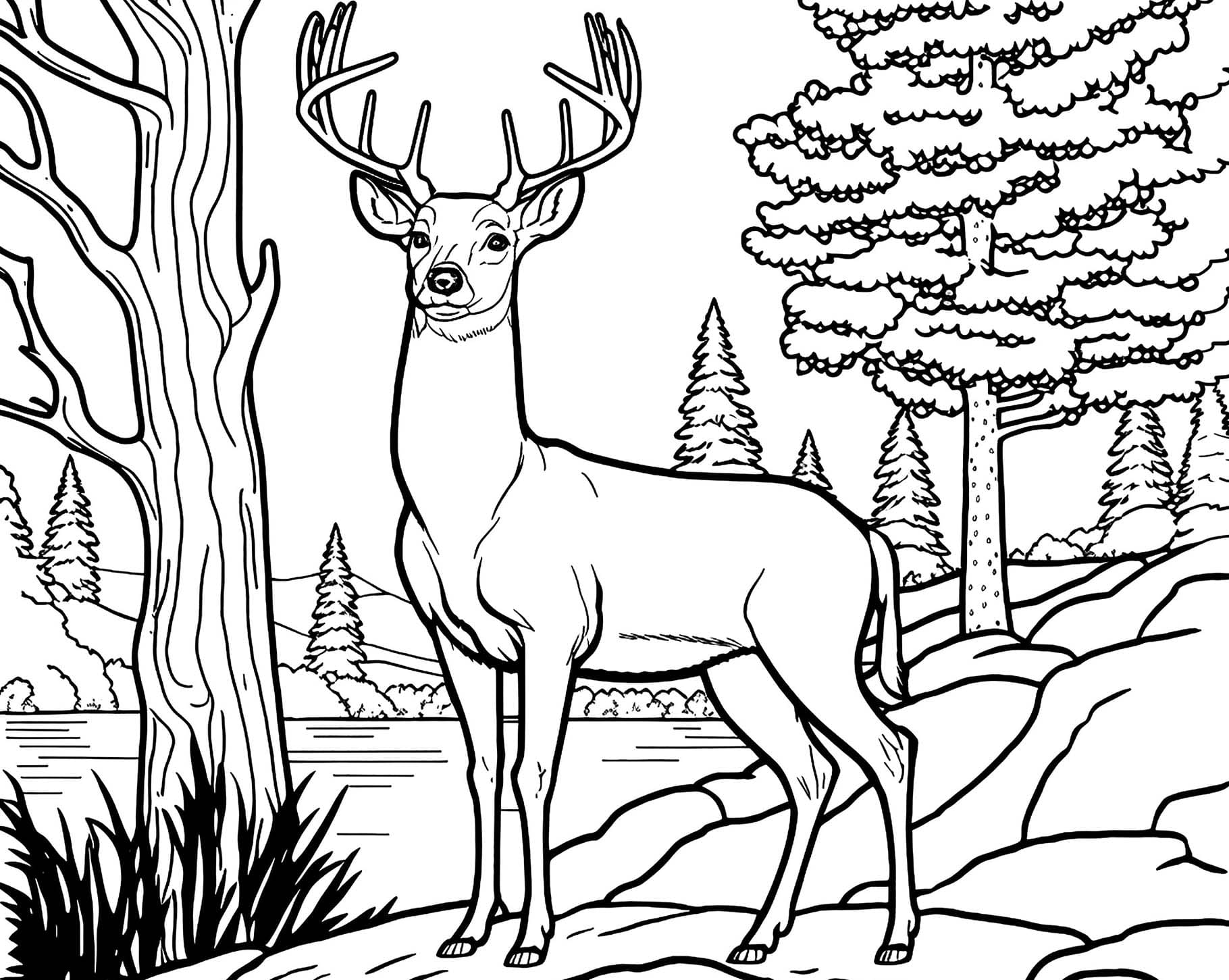 Geyik Çizimi 4 Boyama Sayfası