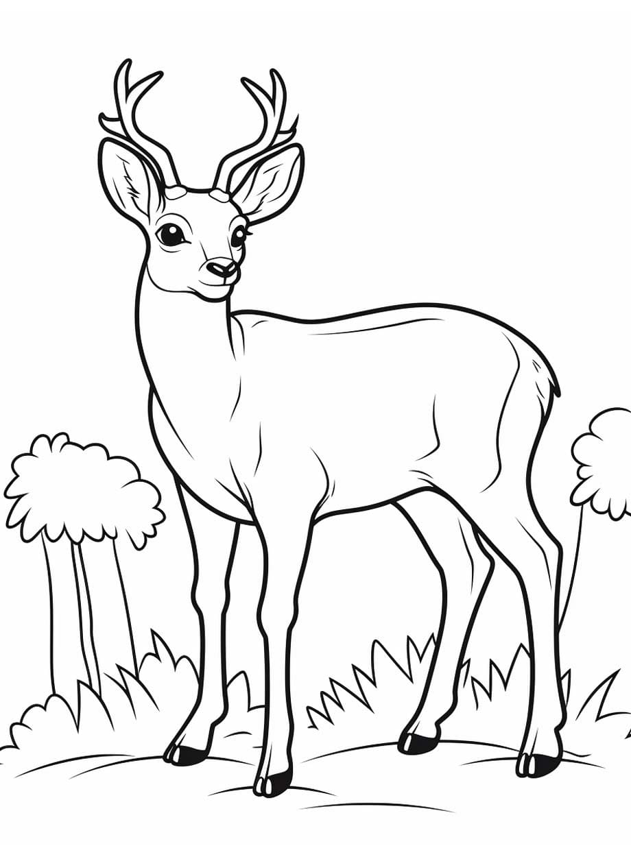 Geyik çizmek kolay Boyama Sayfası