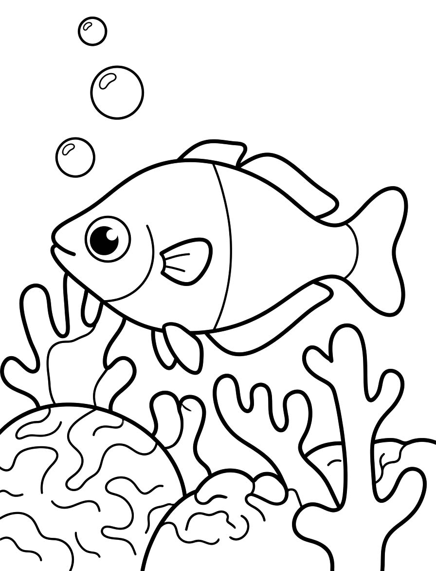 Gökkuşağı Balığı Görüntü Boyama Sayfası