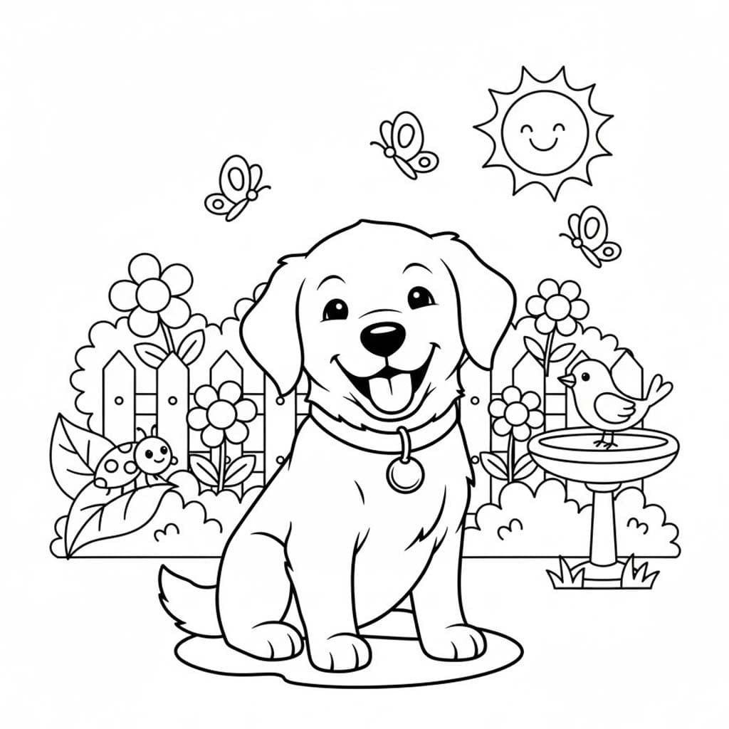 Golden Retriever Çizim Boyama Sayfası