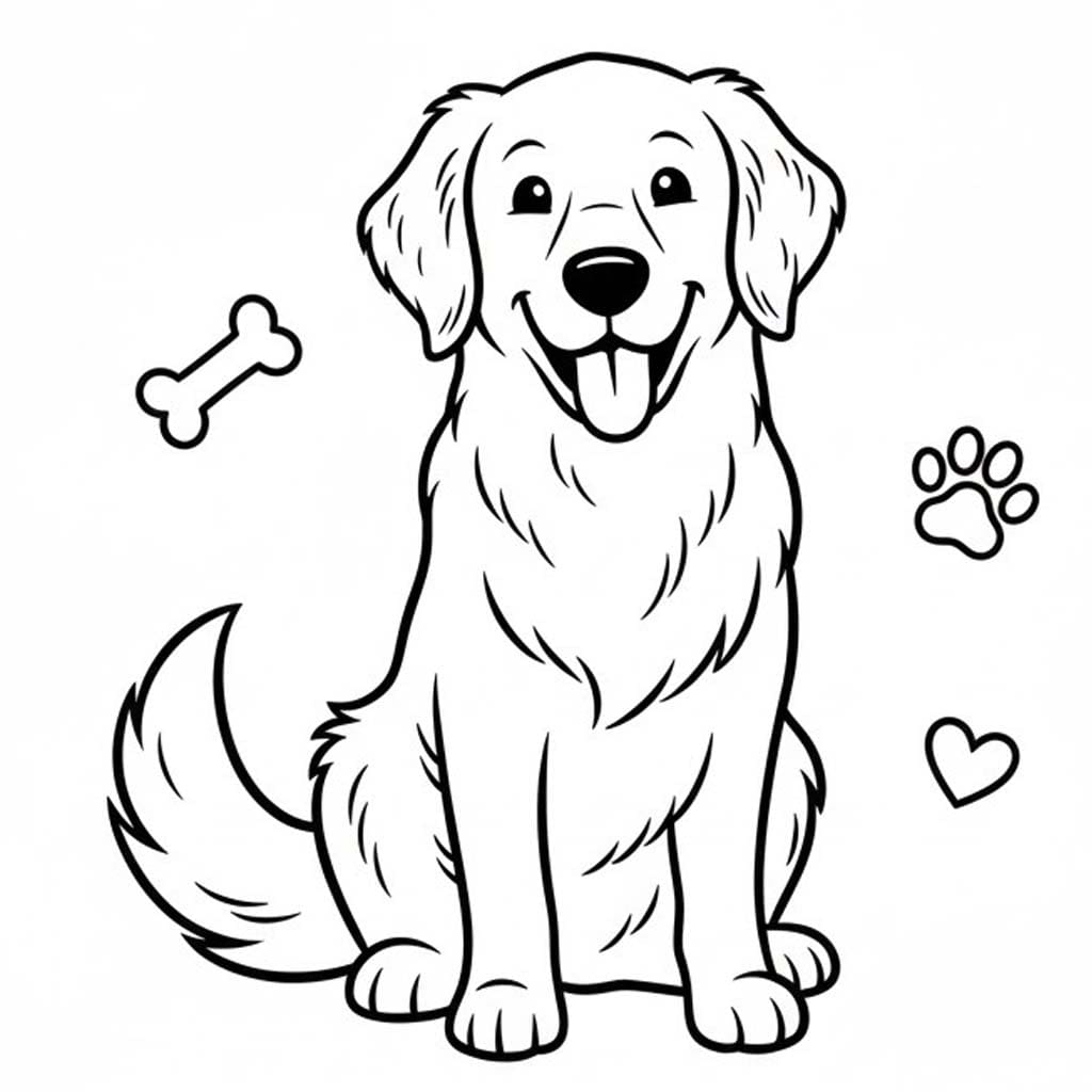 Golden Retriever Ücretsiz Yazdırılabilir Çiz Boyama Sayfası