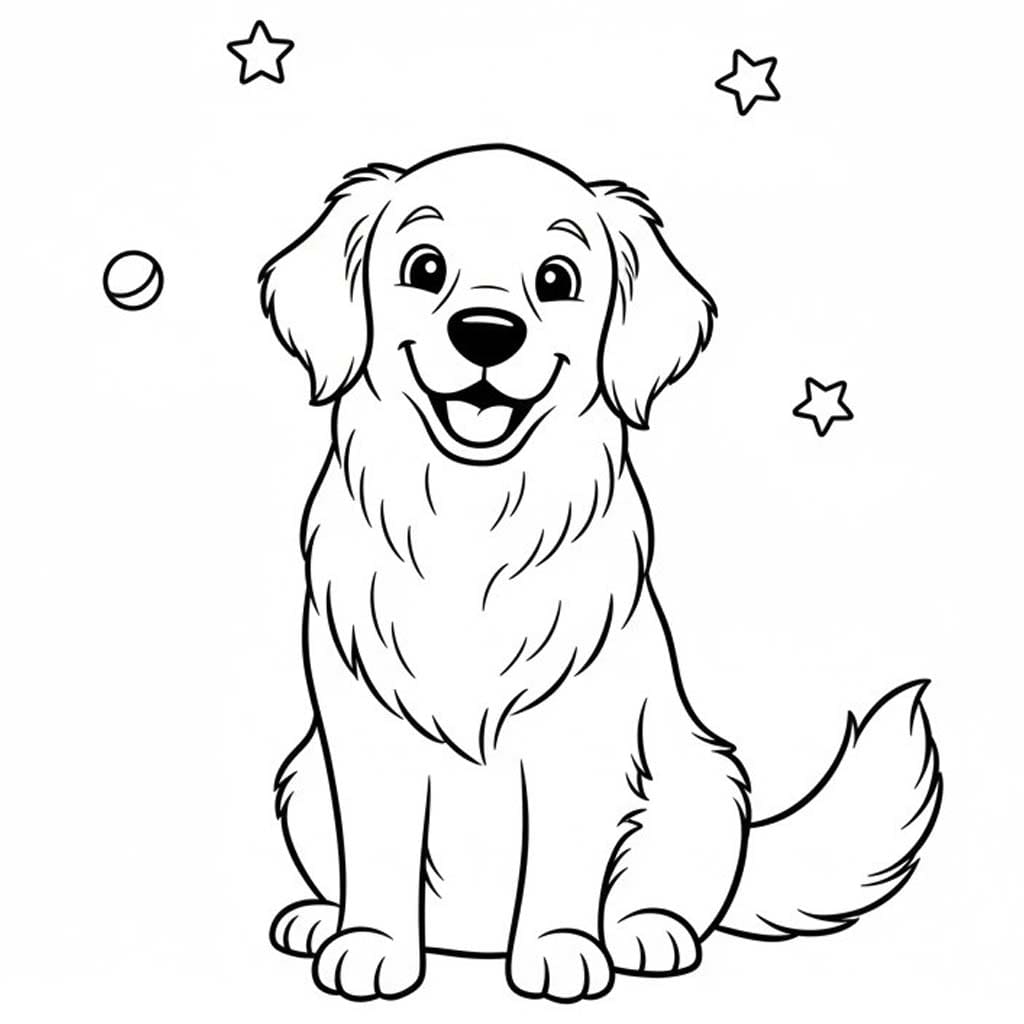 Golden Retriever resim Boyama Sayfası