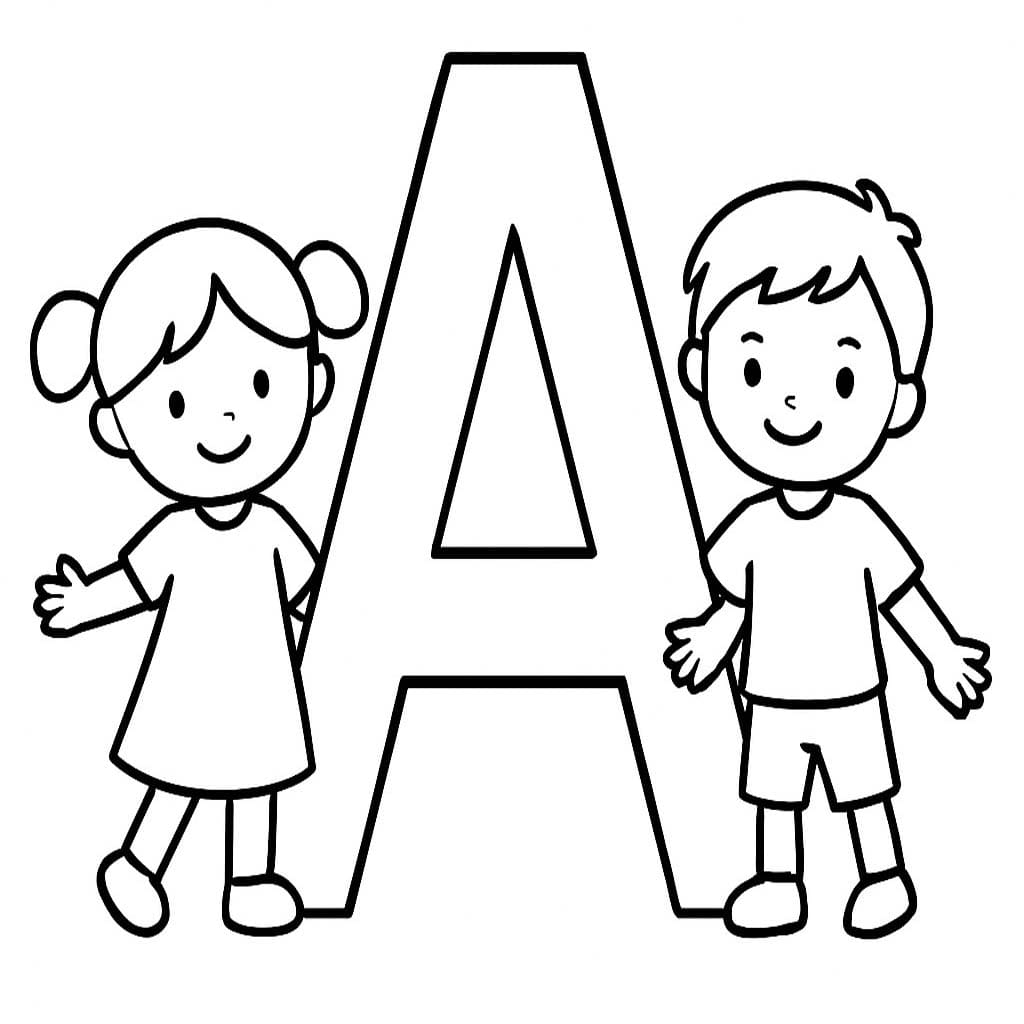 Görüntü A Harfi çocuklar için Boyama Sayfası