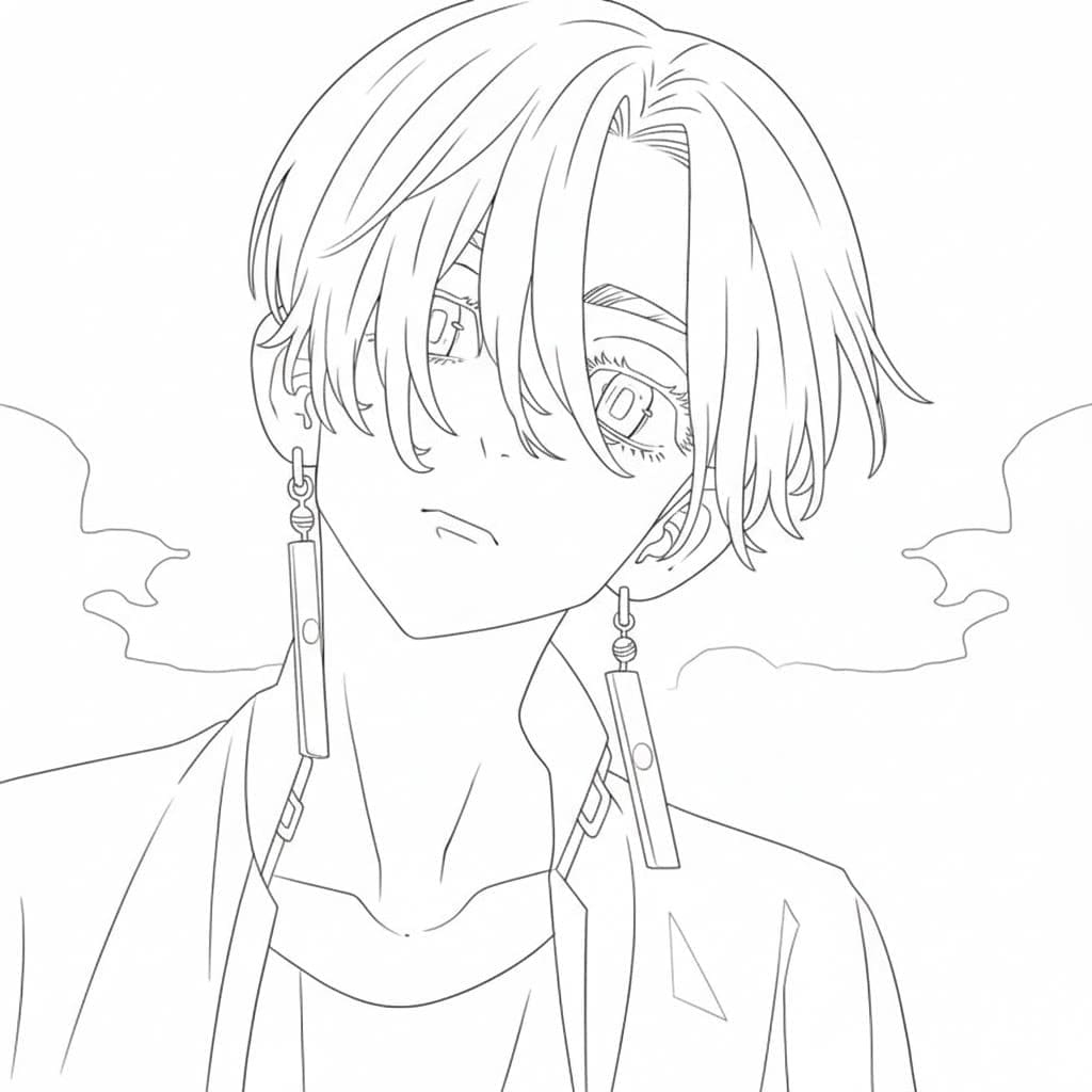 Görüntü Anime Oğlanları basit Boyama Sayfası