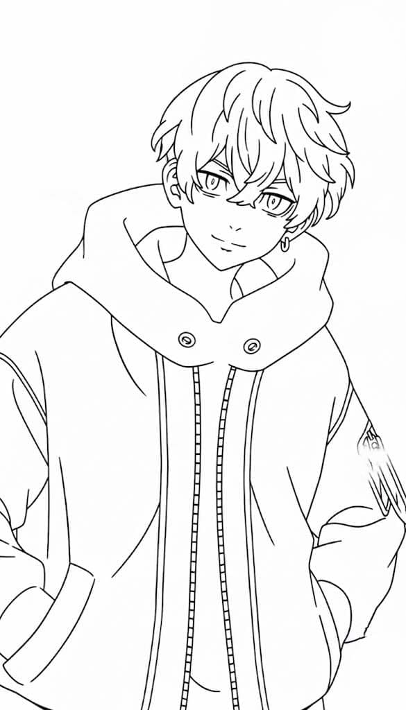 Görüntü Anime Oğlanları kolay Boyama Sayfası