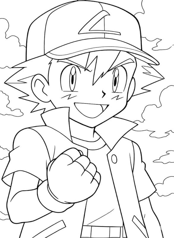 Görüntü Ash Ketchum Basit Boyama Sayfası