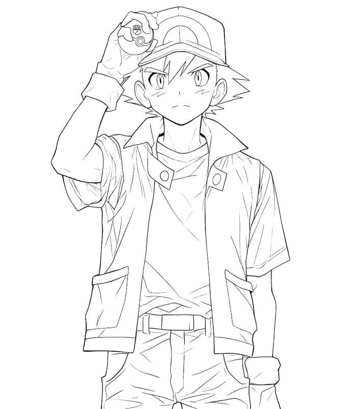 Görüntü Ash Ketchum Kolay Boyama Sayfası