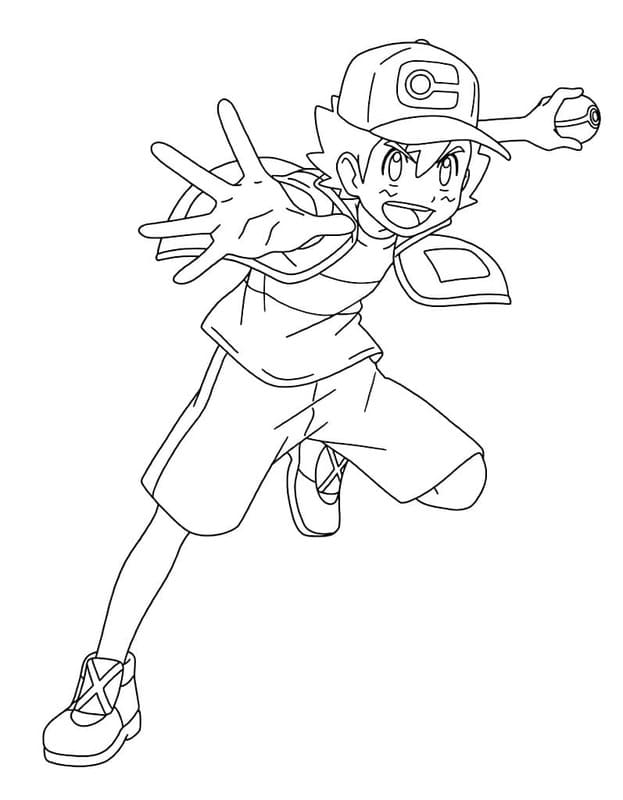 Görüntü Ash Ketchum Temel Boyama Sayfası