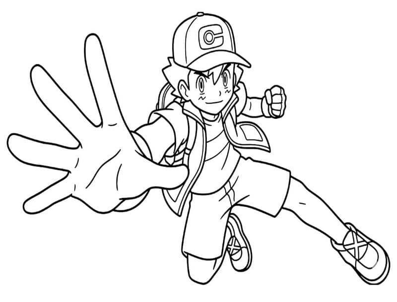 Görüntü Ash Ketchum ücretsiz yazdırılabilir Boyama Sayfası