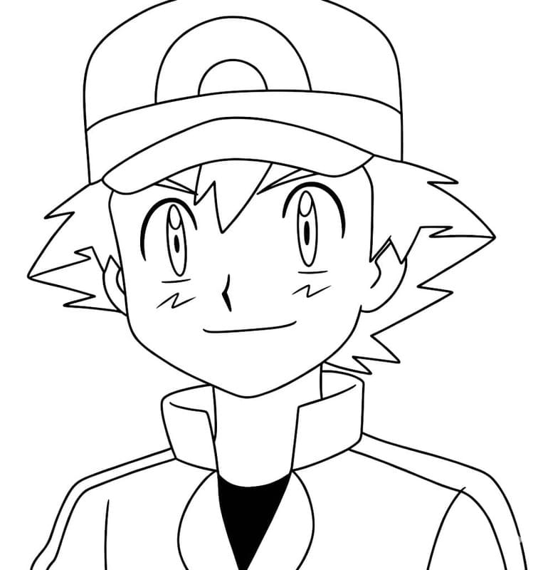 Görüntü Ash Ketchum ücretsiz Boyama Sayfası