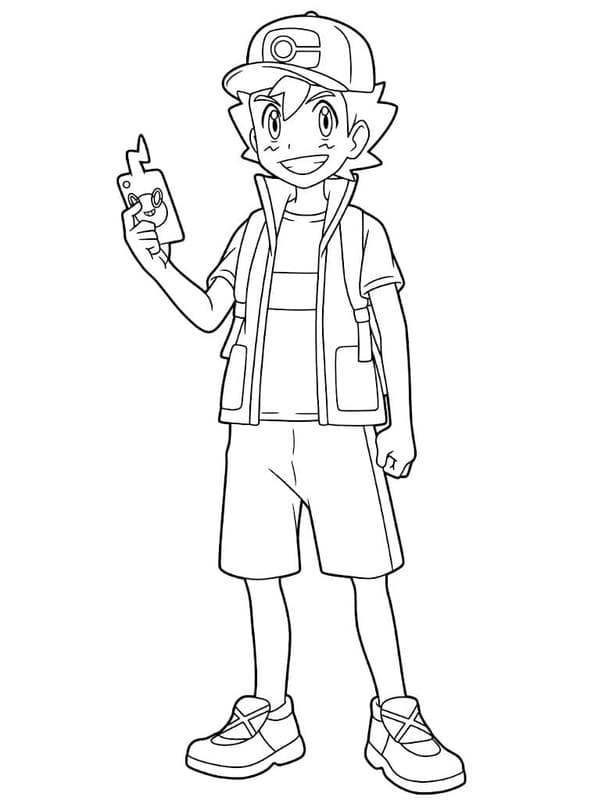 Görüntü Ash Ketchum Boyama Sayfası