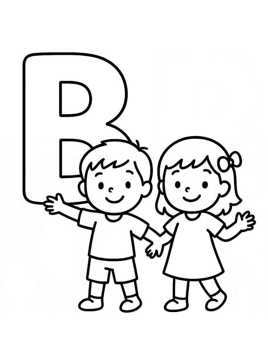 Görüntü B Harfi çocuklar için Boyama Sayfası