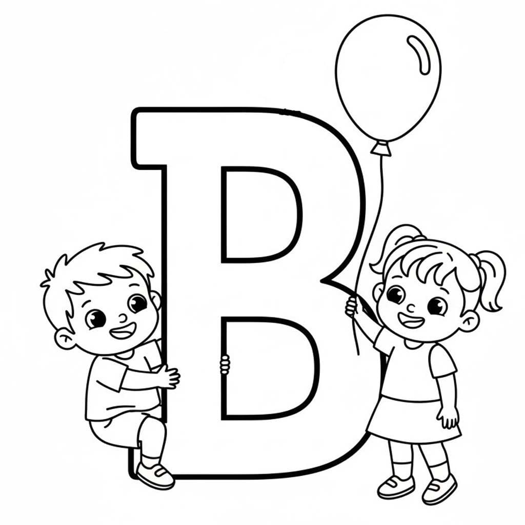 Görüntü B Harfi çocuklar Boyama Sayfası