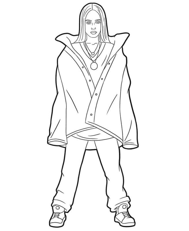 Görüntü Billie Eilish temel Boyama Sayfası