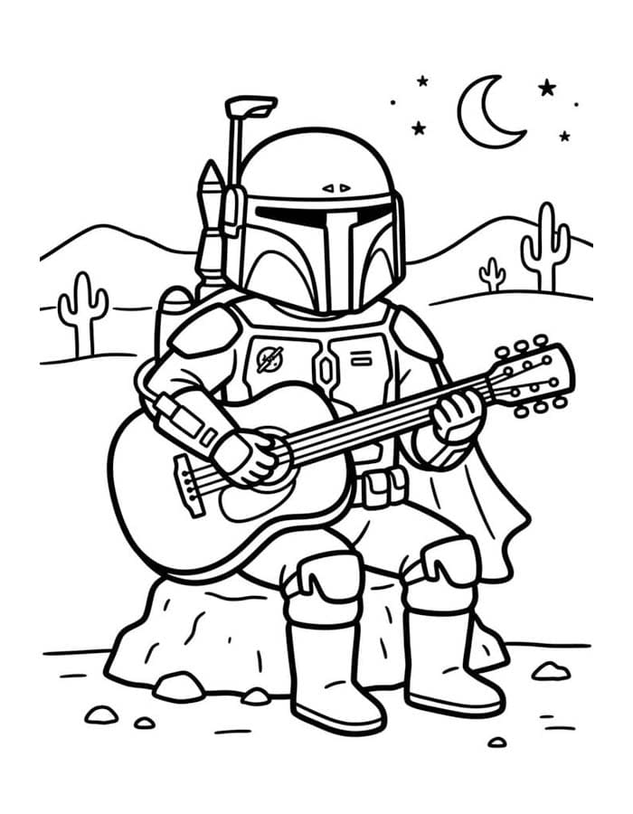 Görüntü Boba Fett Basit Boyama Sayfası
