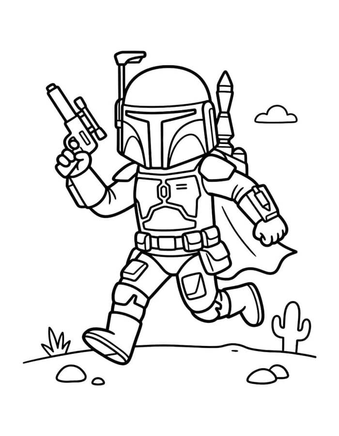 Görüntü Boba Fett Kolay Boyama Sayfası