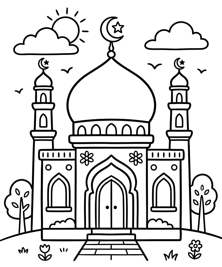 Görüntü Cami ücretsiz Boyama Sayfası