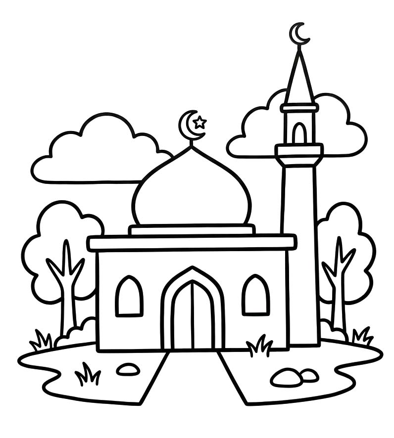 Görüntü Cami yazdırılabilir Boyama Sayfası