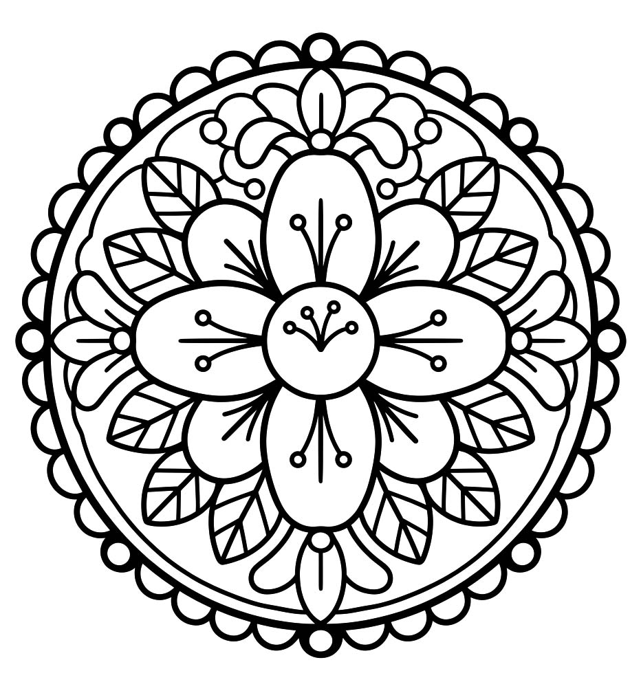 Görüntü Çiçek Mandala ücretsiz yazdırılabilir Boyama Sayfası