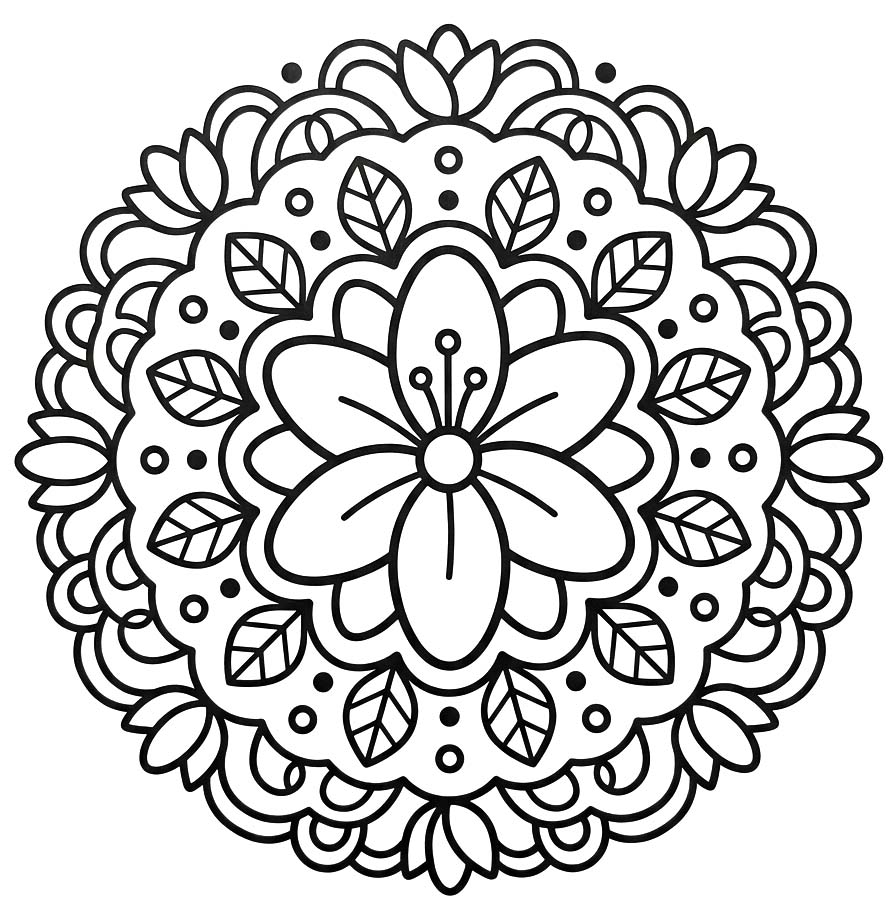 Görüntü Çiçek Mandala ücretsiz Boyama Sayfası