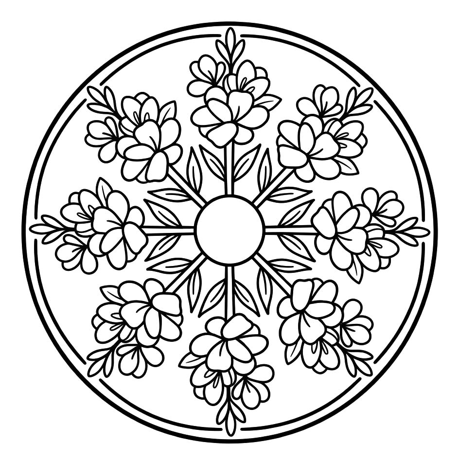 Görüntü Çiçek Mandala Boyama Sayfası