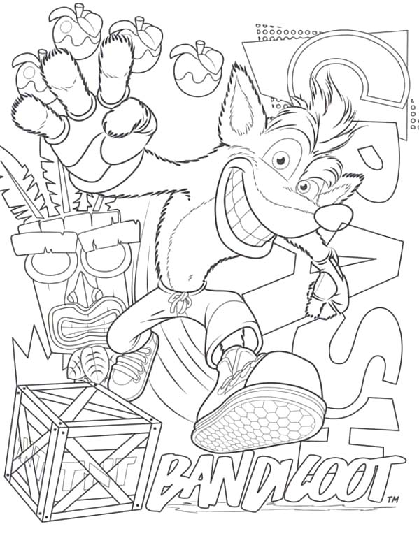 Görüntü Crash Bandicoot basit Boyama Sayfası