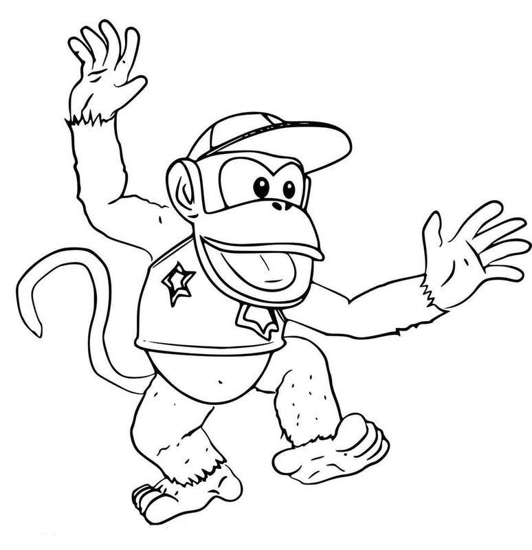 Görüntü Diddy Kong Temel Boyama Sayfası