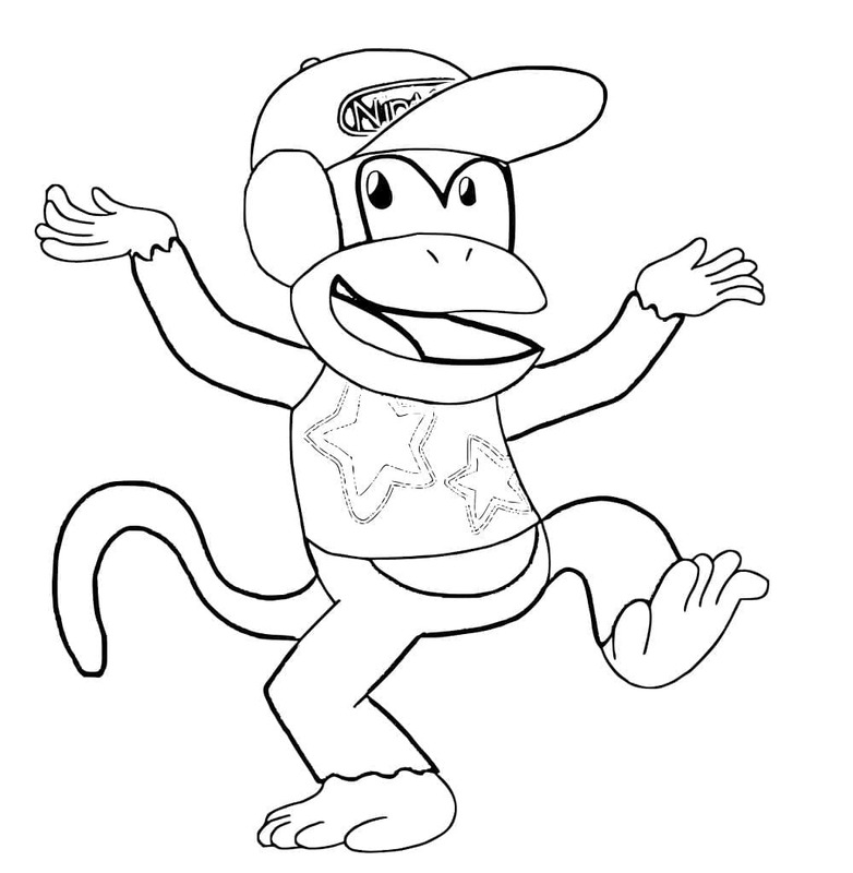 Görüntü Diddy Kong Boyama Sayfası