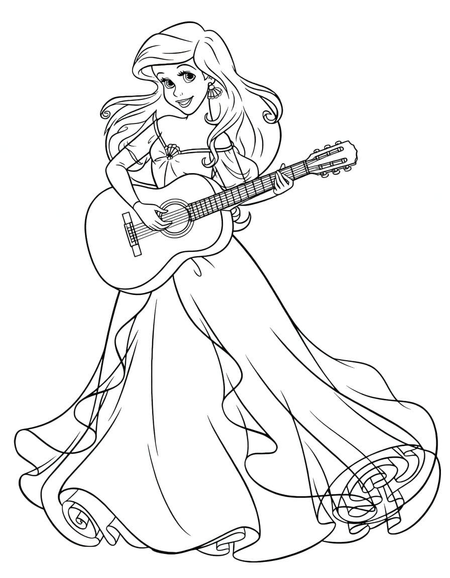 Görüntü Disney Prensesi Basit Boyama Sayfası