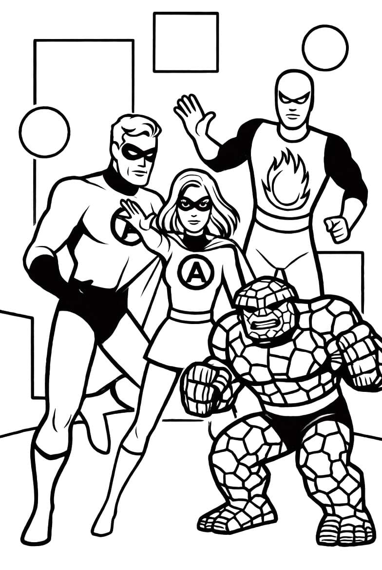 Görüntü Fantastik Dörtlü yazdırılabilir Boyama Sayfası