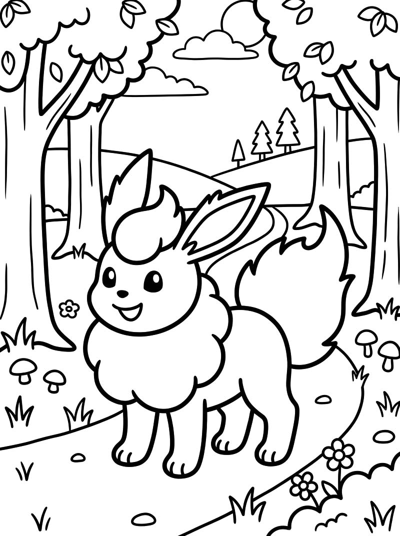 Görüntü Flareon yazdırılabilir Boyama Sayfası