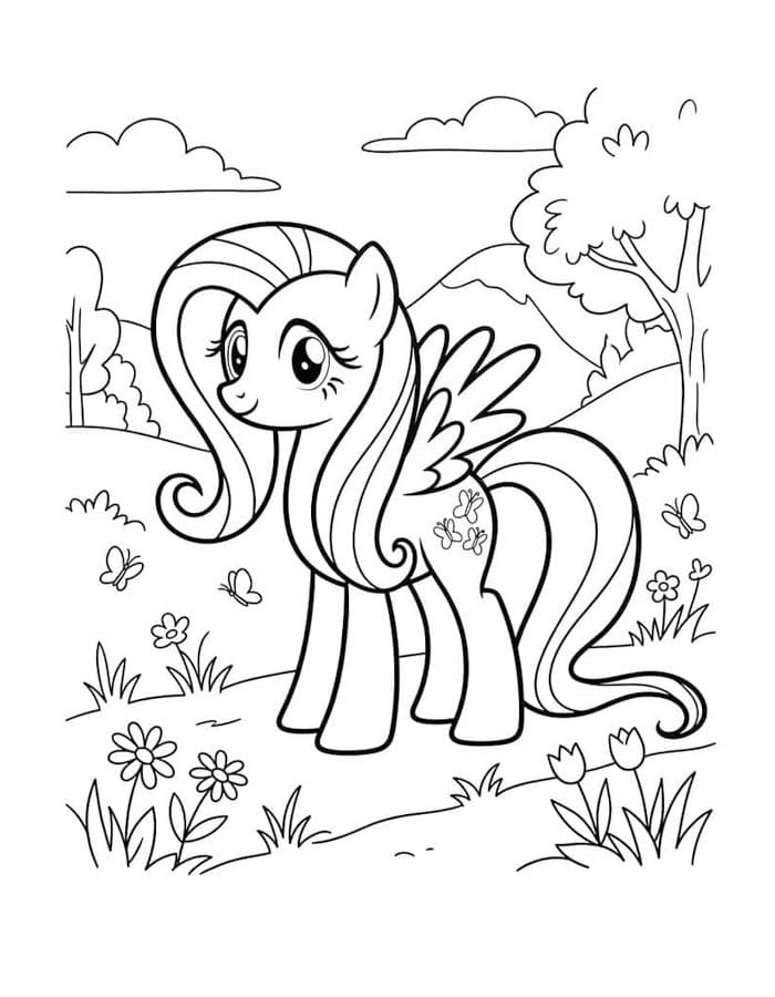 Görüntü Fluttershy Basit Boyama Sayfası
