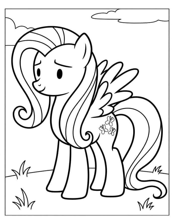 Görüntü Fluttershy Kolay Boyama Sayfası