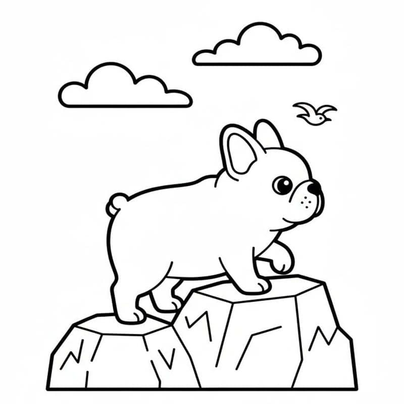 Görüntü Fransız Bulldog Basit Boyama Sayfası