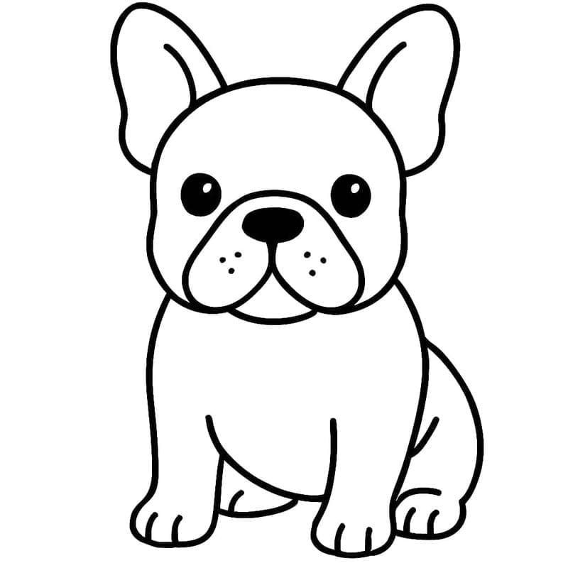 Görüntü Fransız Bulldog Kolay Boyama Sayfası