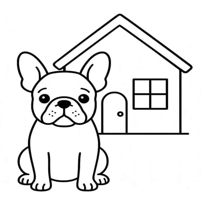 Görüntü Fransız Bulldog ücretsiz Boyama Sayfası
