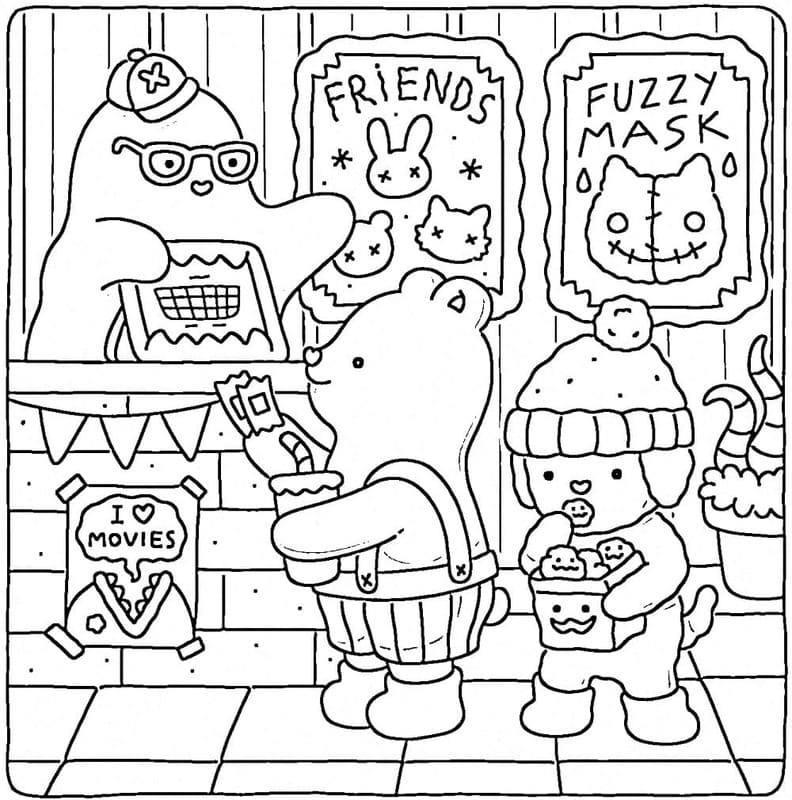 Görüntü Fuzzy Hygge Yazdırılabilir Boyama Sayfası