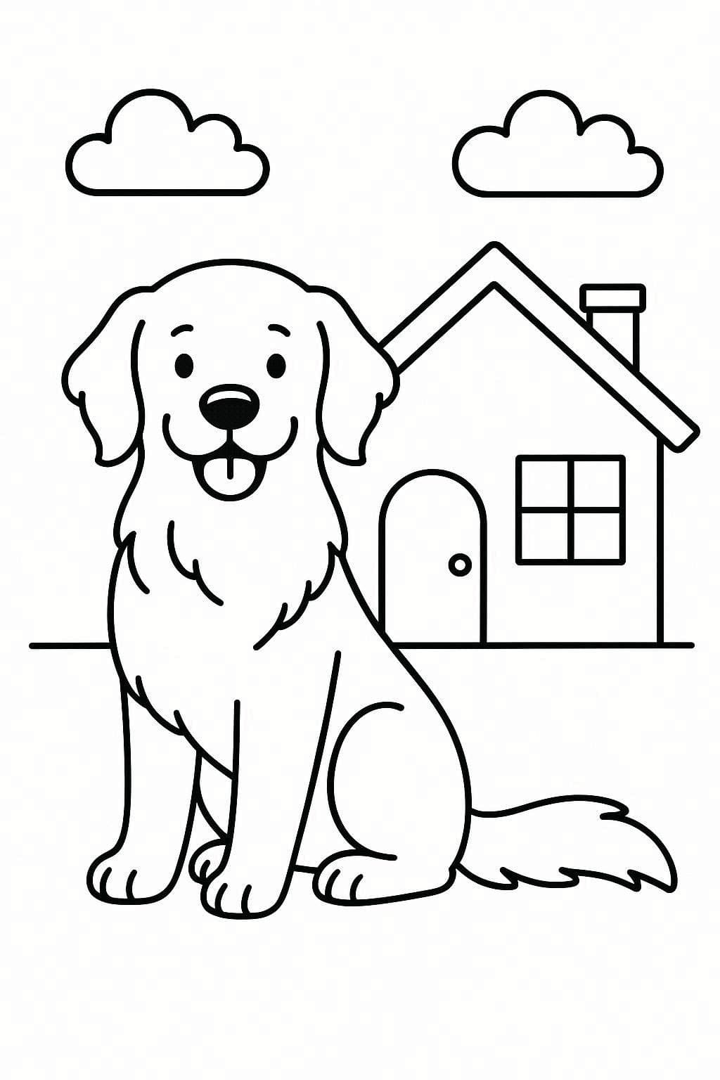 Görüntü Golden Retriever Basit Boyama Sayfası