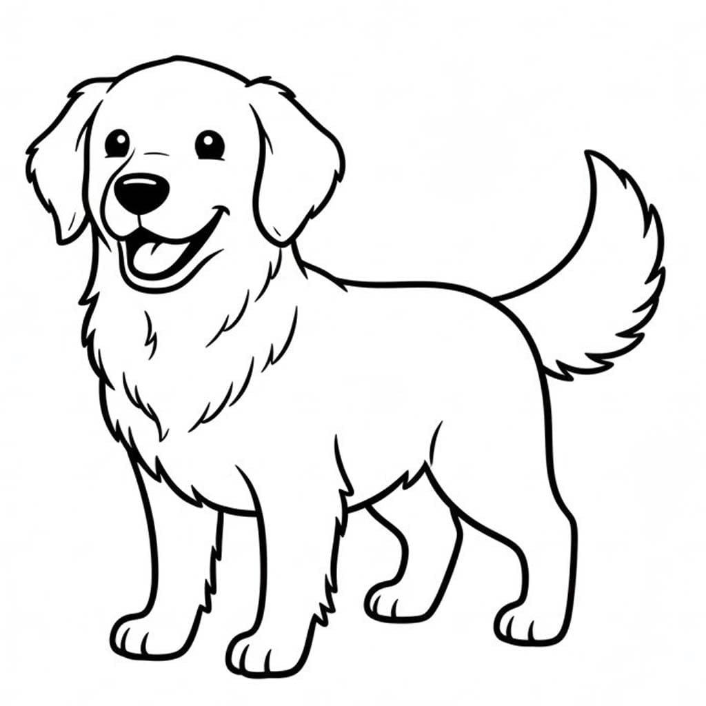 Görüntü Golden Retriever Kolay Boyama Sayfası