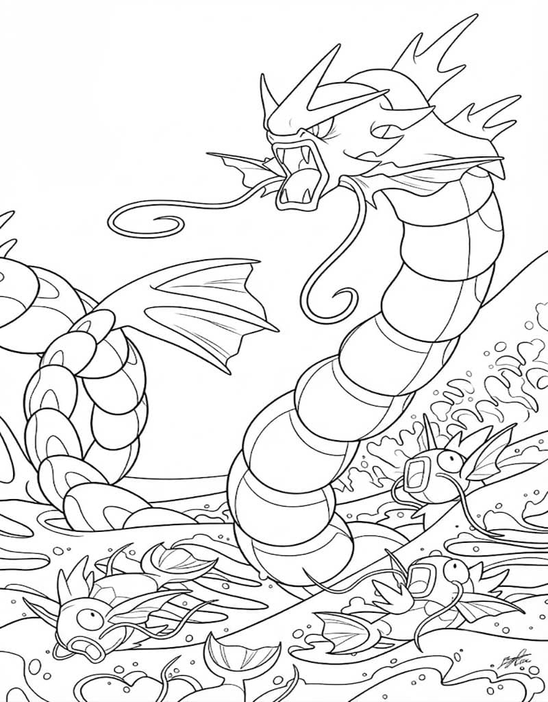 Görüntü Gyarados Basit Boyama Sayfası