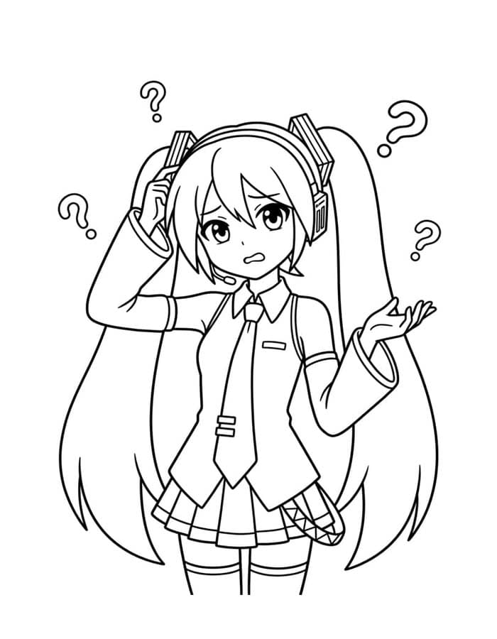 Görüntü Hatsune Miku Basit Boyama Sayfası