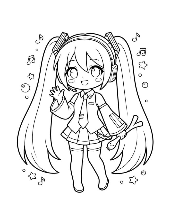 Görüntü Hatsune Miku ücretsiz yazdırılabilir Boyama Sayfası