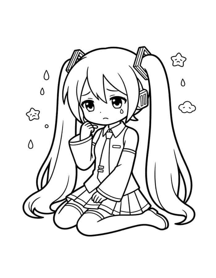 Görüntü Hatsune Miku ücretsiz Boyama Sayfası