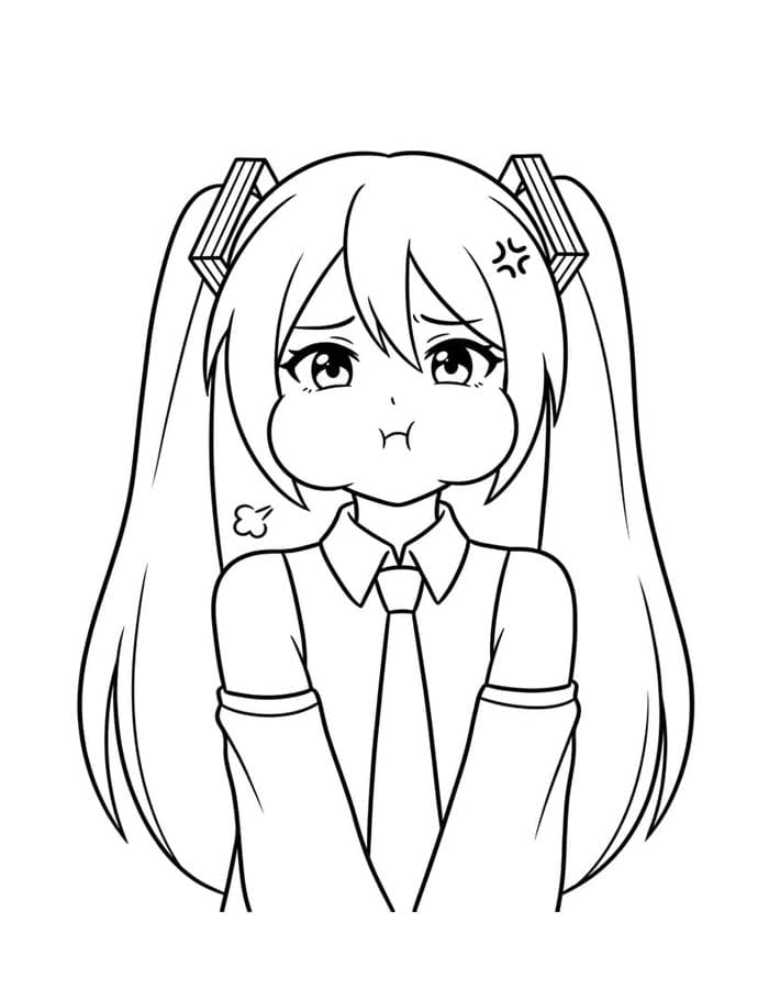 Görüntü Hatsune Miku yazdırılabilir Boyama Sayfası