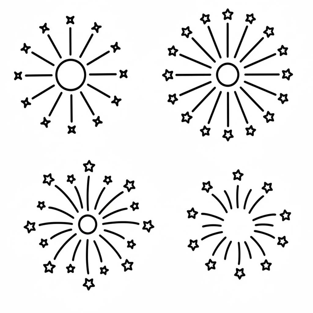 Görüntü Havai Fişekler basit Boyama Sayfası