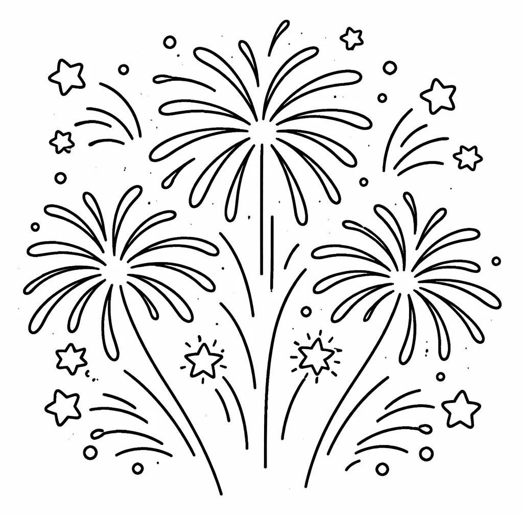 Görüntü Havai Fişekler ücretsiz Boyama Sayfası