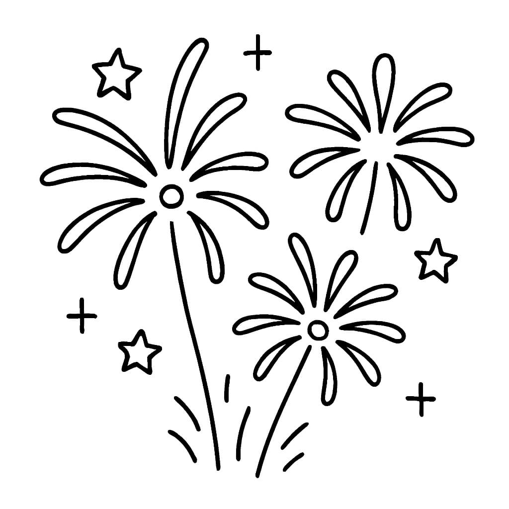 Görüntü Havai Fişekler yazdırılabilir Boyama Sayfası